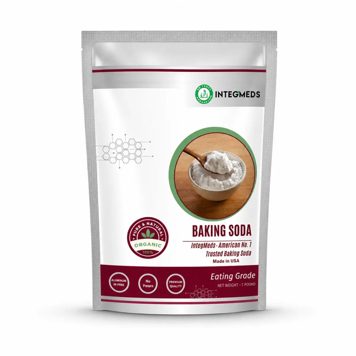 Baking Soda USP Eating Grade – INTEGMEDS – 1lb Pouch BPA Free